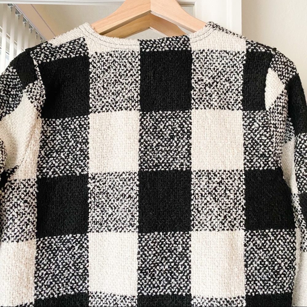 Black and white checkered/plaid tweed cardigan - Picture 4 of 5